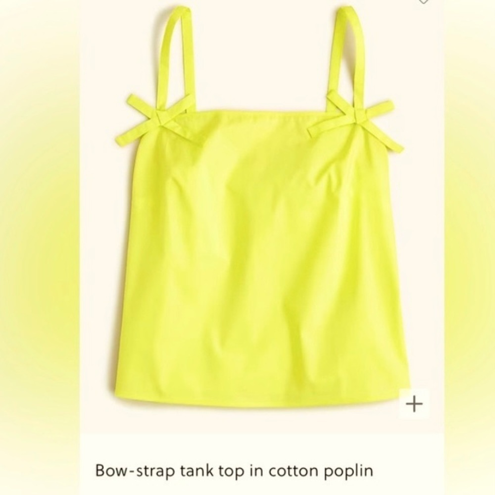 NEVER WORN bow-strap poplin tank top in chartreuse